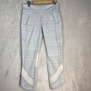 Athleta Small Women's Chat to Town Gray Jacquard Mesh High Rise Cropped Leggings